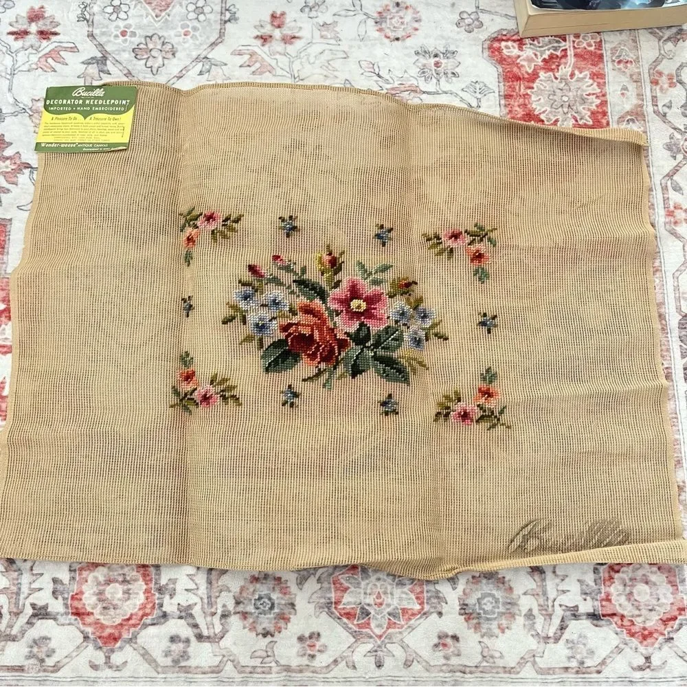 Vintage Bucilla Pre-Worked Needlepoint Wool Tapestry